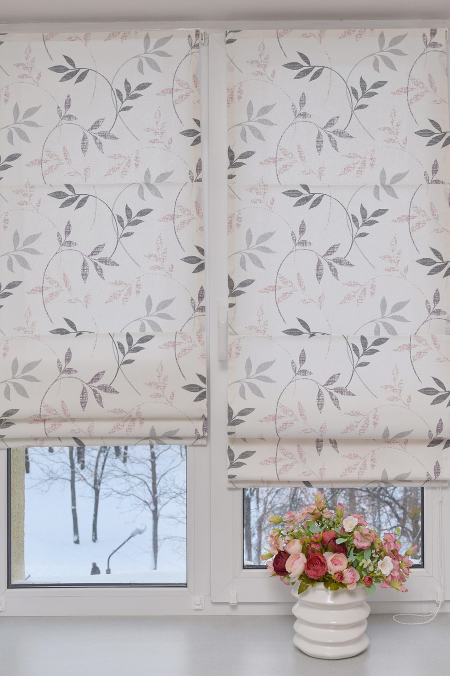 Римские шторы МИНИ СЕРЫЙ FLORA