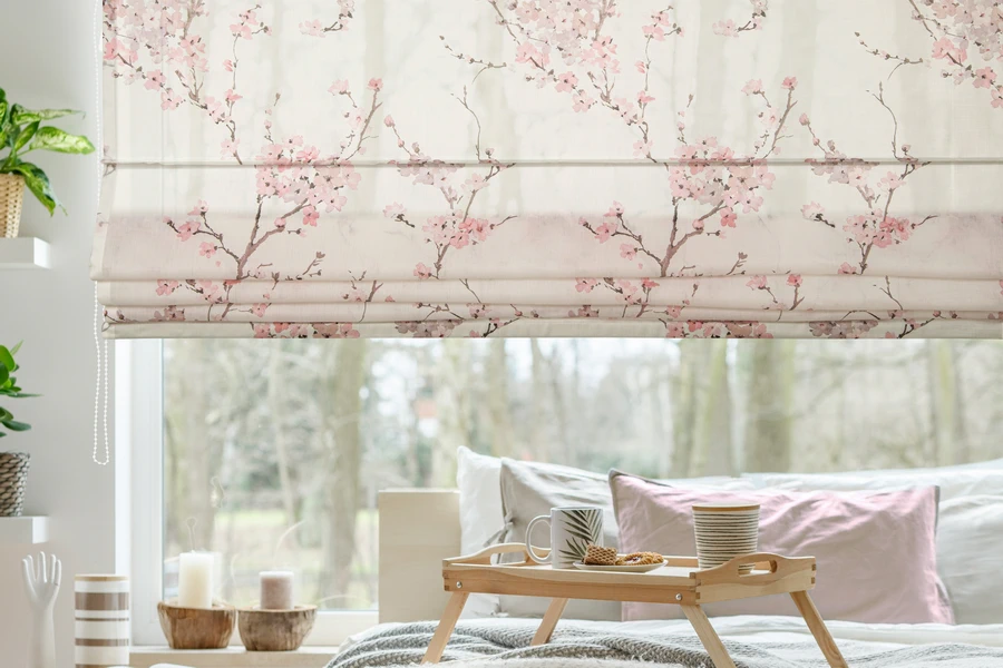 Римские шторы МАКСИ бело-розовый SAKURA