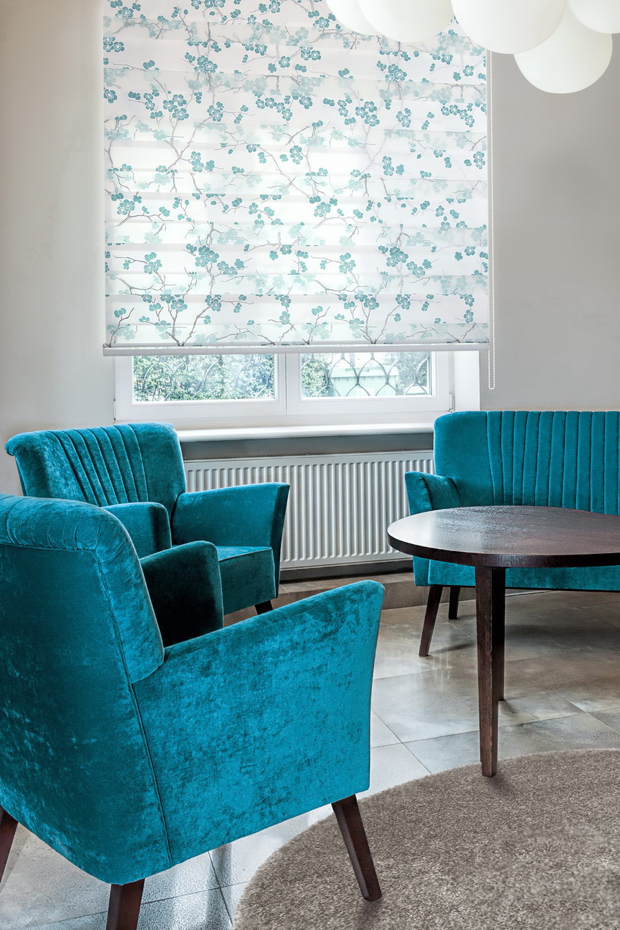 Рольшторы День-Ночь МАКСИ САКУРА БИРЮЗОВАЯ DECOR