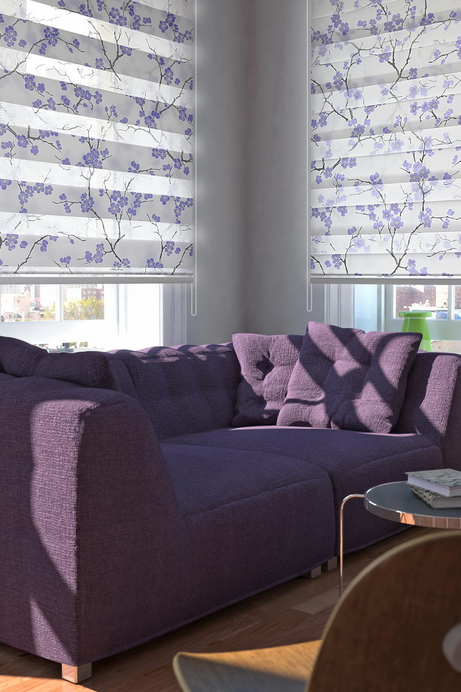 Рольшторы День-Ночь МАКСИ САКУРА ФИОЛЕТОВАЯ DECOR
