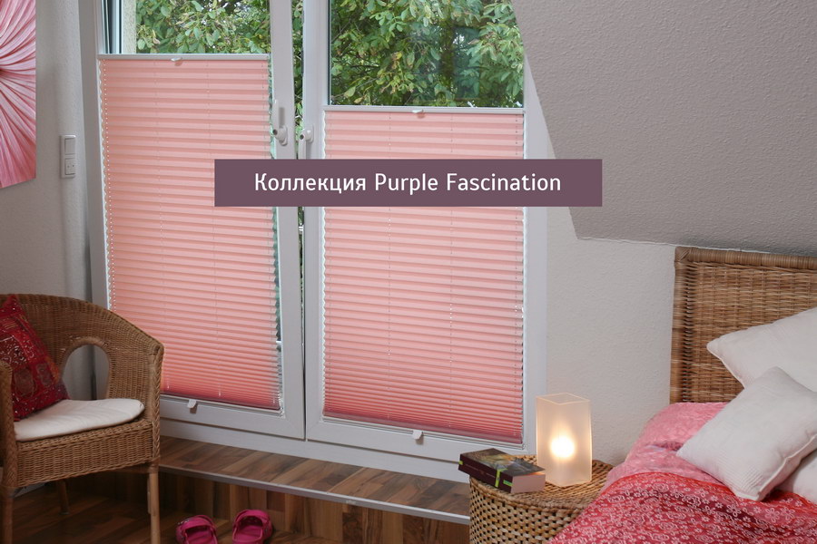 Шторы плиссе PURPLE FASCINATION в интерьере